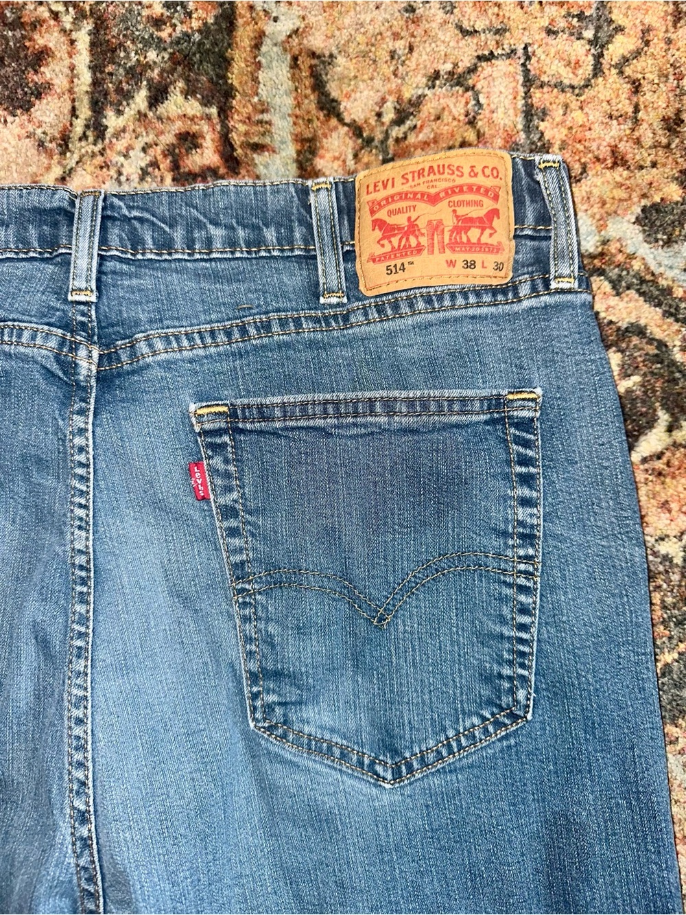 Levi's Straight Fit Light Blue Denim Jeans 38x30 - Picture 5 of 5